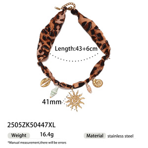 <span class=keywords><strong>NN07</strong></span> Summer Beach Leopard Schal Bandana Halskette Edelstahl 18 Karat vergoldete Muschel Seestern Anhänger Halskette für Frauen - Product Image 5