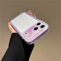 Coque de téléphone Dreamy Simple avec lentille amovible effet sable mouvant pour iPhone 18 17 Pro Max 16 15 14 13, protection transparente à paillettes irisées