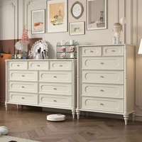 Armoire de rangement moderne à cinq tiroirs en bois massif pour chambre à coucher, meuble de fin de lit crème français sur pied pour salon, multi-usage