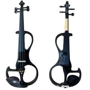Violon électrique <span class=keywords><strong>noir</strong></span> pour débutant avec archet en bois du Brésil visage en épicéa et instrument de jeu acoustique arrière/latéral en érable - Product Image 4