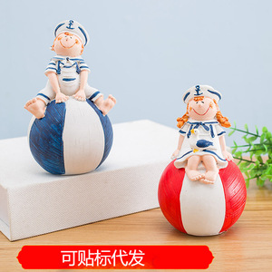 Poupées de couple mariniers de style méditerranéen, artisanat en résine, décoration d'intérieur, figurines artistiques pour garçons et filles - Product Image 5