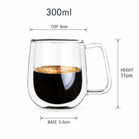 Mug à café en verre borosilicate à double paroi, moderne, écologique, personnalisé, luxe, doré, transfert thermique haute température