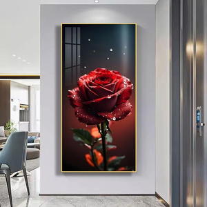 Art mural <span class=keywords><strong>en</strong></span> porcelaine de cristal de rose de luxe moderne, cadre <span class=keywords><strong>en</strong></span> aluminium doré, grande décoration pop <span class=keywords><strong>pour</strong></span> la maison, <span class=keywords><strong>peinture</strong></span>, décoration de <span class=keywords><strong>salon</strong></span> - Product Image 1