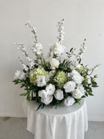 Boules de fleurs artificielles personnalisées ODM OEM, roses blanches et vertes, centres de table pour la décoration de mariage d'automne, décoration d'événements et de fêtes