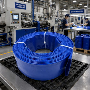 Tuyau plat en <span class=keywords><strong>PVC</strong></span> de qualité supérieure, double couche, revêtement <span class=keywords><strong>PVC</strong></span>, tissu polyester renforcé, tuyau de refoulement d'eau, prix usine - Product Image 4