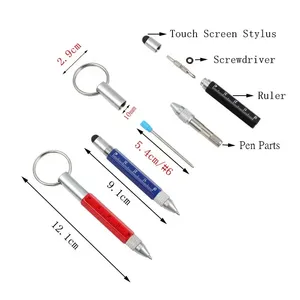 4 in 1 Multi Tool Keychain <b>Ballpoint</b> <b>Pen</b> With Ruler ScaleScrewdriver Bits Portable Mini Aluminum Multi Function Utility <b>Pen</b> - Product Image 6