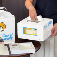 Caixa para Bolo com Janela e Alça, Logotipo Personalizado, Embalagem para Presente de Padaria, Bolsa Térmica para Entrega, Caixa de Papel para Bolo de Aniversário para Viagem