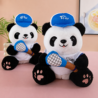 Commande d'essai : Jouet en peluche doux Panda Tennis en tissu velours lavable en machine, 8 pouces, pour prix de rédemption de carnaval et cadeau