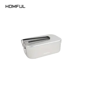 HOMFUL glamping aluminum alloy portable dinner box lunch box for camping and outdoor