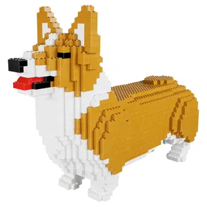 1520 adet 1:1 yaşam boyutu Corgi köpek yapı taşları hayvan seti DIY 3D blok oyuncak çocuklar veya yetişkin için