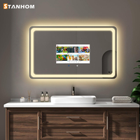 Miroir intelligent à écran tactile STANHOM CE FCC RoHS, système d'exploitation Android, WiFi, LED dimmable, miroir de salle de bain