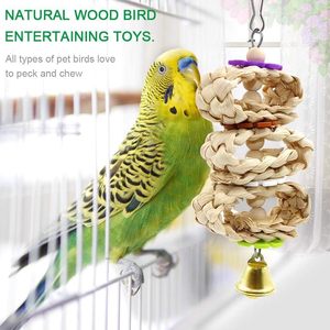 Jouets pour oiseaux en bois : balançoires, perchoirs à mâcher, perchoirs suspendus, hamacs, échelles d'escalade, jouets de cage pour oiseaux - Product Image 5