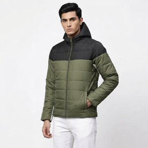 Veste matelassée pour homme en gros, veste matelassée unie, logo personnalisé, chaude, épaisse, coupe-vent, isolation hivernale et attrait moderne - Product Image 1