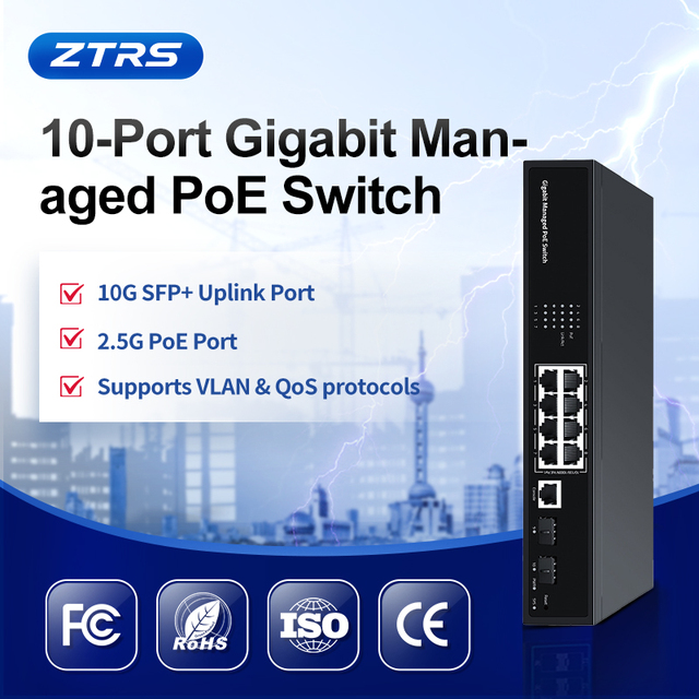 Enterprise-grade 2.5 Gigabit 10-port Desktop-mount Layer 3 Managed PoE Switch