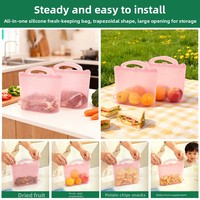 Tas Penyimpanan Silikon, Kedap Udara dan Anti Bocor, Portabel, Tas Penyimpanan Dapur untuk Buah, Sayuran, dan Daging