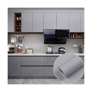 Papel de contacto moderno gris, papel tapiz impermeable brillante, encimeras de palo de cáscara, revestimientos de estante <span class=keywords><strong>adhesivo</strong></span> de <span class=keywords><strong>vinilo</strong></span> <span class=keywords><strong>para</strong></span> armario de cocina - Product Image 1