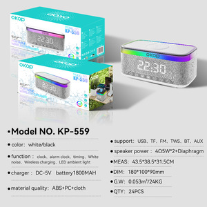 OKOP559 Reloj <span class=keywords><strong>Despertador</strong></span> con Carga Inalámbrica de 15W, Luz Ambiental RGB, Altavoz con Ruido Blanco para <span class=keywords><strong>Computadora</strong></span>, Teléfono Móvil y Hogar - Product Image 5