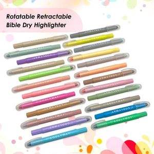 Y711 Nuevo Juego de 24 Marcadores de Gel Pastel para Biblia, Resaltadores de Papelería, Coloridos, Sin Sangrado, Punta Plana, Tipo Pincel - Product Image 1