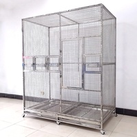 EUR VET Équipement vétérinaire Grande volière en acier inoxydable pour perroquets, cage robuste pour ara avec roulettes