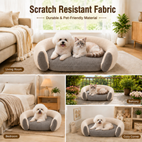 Ensemble de meubles de canapé-lit orthopédique pour chiens et chats avec coussin en mousse haute densité et traversin de soutien