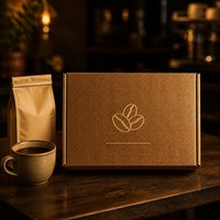 Boîte d'expédition rigide en bronze antique pour café, avec logo en feuille d'or, vernis UV sélectif, pelliculage mat, écologique, emballage de luxe personnalisé pour grains torréfiés