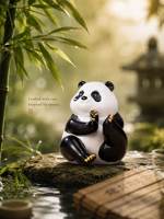 Statue élégante de panda géant en cuivre avec motif en bambou naturel pour cadeaux d'affaires et intérieurs sophistiqués
