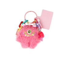 Porte-clés en peluche doux et moelleux, motif animal de dessin animé mignon, rose, jaune, violet, vert, bleu, cadeau pour couple et amis