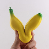Jouet unisexe en PU à récupération lente, modèle de simulation de fruit banane, jouet musical à pincer, accessoire de photographie, jouet de décompression pour