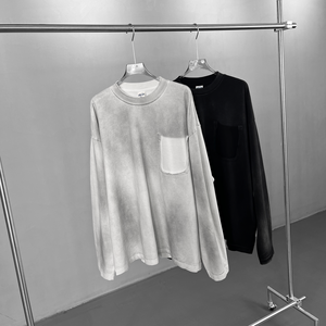 빈티지 티셔츠 프린트 Gapic Streetwear 대형 헤비급 코튼 블랭크 열산 워시 맞춤형 티셔츠 긴팔 셔츠 - Product Image 1