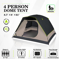 Tente familiale portable à dôme pour 4 personnes, été, une chambre, imperméable, facile à installer, randonnée, camping, plein air