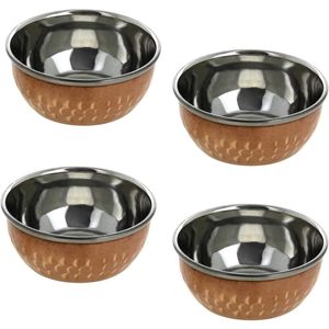 PARIJAT HANDICRAFT 12 Inch Stainless Steel Copper Traditional Dinner <b>Set</b> Thali Plate Bowls Glass Spoon <b>for</b> Home Use - Product Image 4