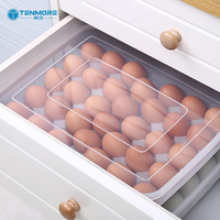 Boîte de rangement pour œufs en plastique à 34 compartiments avec couvercle, empilable, pour tiroir de réfrigérateur