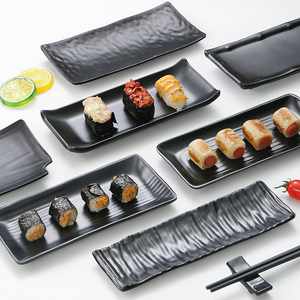 Plats de marmite commerciaux assiettes noires en plastique assiettes de restaurant en mélamine <span class=keywords><strong>rectangle</strong></span> de sushi profond - Product Image 4