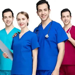 Logo oem di alta qualità da donna da uomo personalizzato uniforme top pantaloni manica corta ospedale medico infermiere firma scrub set scrub suit