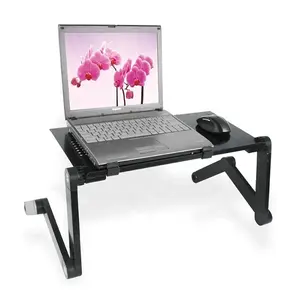 Aluminum Folding Computer Table With Cooling Fan Adjustable Folding Notebook Computer Table