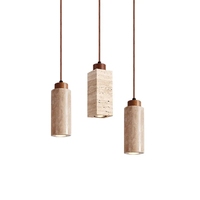 Lampe suspendue en pierre Wabi Sabi avec LED, pour salle à manger, table de chevet, hôtel, restaurant, cuisine, luminaire suspendu en travertin