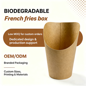 Eco-Friendly Kraft Paper <b>Takeaway</b> Fries Box Self-Erecting Tube Custom Printing OEM ODM Food Grade - Product Image 2