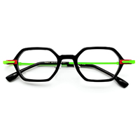 Monture de lunettes carrée unisexe tendance en acétate hexagonal bicolore, avec logo personnalisé, sur mesure pour verres correcteurs, personnalisation en usine