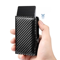 Dompet Kartu Kredit Wanita Lipat Tiga Multifungsi Kulit Sintetis Crazy Horse Retro Anti RFID dengan Penutup Pengunci