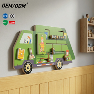 Camion della Spazzatura in Legno STEM - Giocattolo Educativo Ecologico per la Raccolta Differenziata, Busy Board per Bambini 2-13 Anni, Giocattolo da Parete Sicuro e Non Tossico - Product Image 1