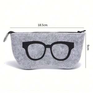 Étui à lunettes portable en tissu feutre doux avec fermeture éclair, personnalisable avec logo, pochette de rangement pour maquillage, rouge à lèvres, porte-monnaie, porte-clés, sac à lunettes de soleil - Product Image 2