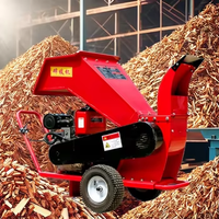 Broyeur et trancheur de bois professionnel pour jardin et industrie, avec moteur à essence, diamètre de coupe de 1 à 15 cm, efficacité de 800 kg/h