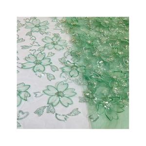 Malla de <span class=keywords><strong>moda</strong></span> nuovo tessuto a maglia ricamato 3d con perline e tubi ricamato tessuto a rete con poliestere non elastico - Product Image 2