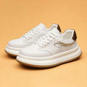 Zapatos Deportivos de Moda para Hombre, con Cordones, Parte Superior de Cuero Genuino Blanco, Suela de Goma, Estilo Casual de Negocios, con Amortiguación, Novedad 2025 - Product Image 1