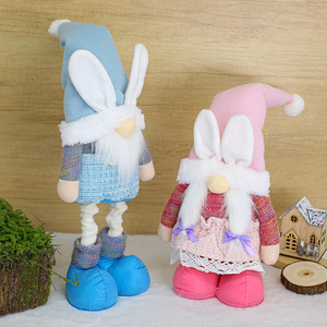Knitted <b>Easter</b> Bunny Gnome Plush Tall Stretchable Leg Standing Rabbit Tomte for 2026 Spring Shelf Sitter Farmhouse Home Decor - Product Image 1