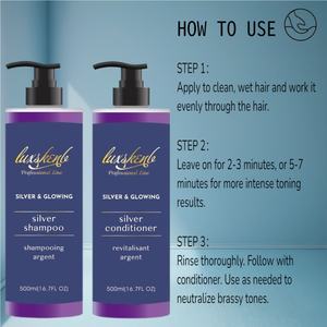 Shampooing et revitalisant violet sans sulfate, neutralise les tons cuivrés, revitalise les tons glacés pour cheveux cendrés/argentés/blonds, OEM ODM - Product Image 2