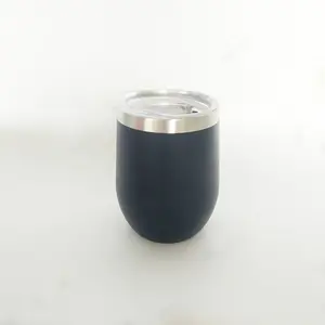 Tumbler per vino in acciaio inox a doppia parete Glitter a forma di uovo tazze con coperchio scorrevole