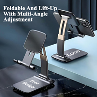 Support de téléphone de bureau flexible en alliage d'aluminium avec bras télescopique, logo personnalisé, port de charge réservé, angle et hauteur réglables