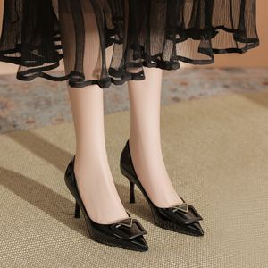 7888B-116 Pumps Pointed <b>Toe</b> Stiletto Heel 5-8cm Solid Color Buckle PVC Outsole Office Shoes Women Fashion Trend - Product Image 4