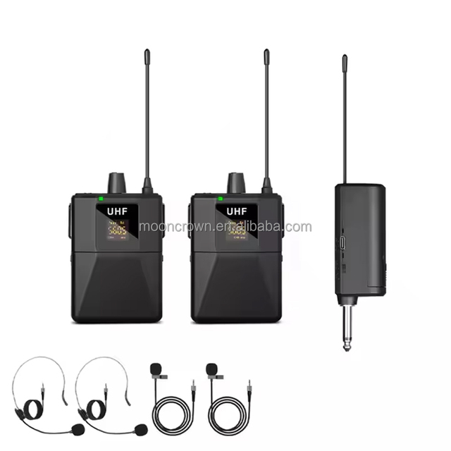 Professional  Uhf Wireless Microphone UHF Wireless Headset Microphone Lapel Mic With Bodypack Transmitter Rechargeable Receiver